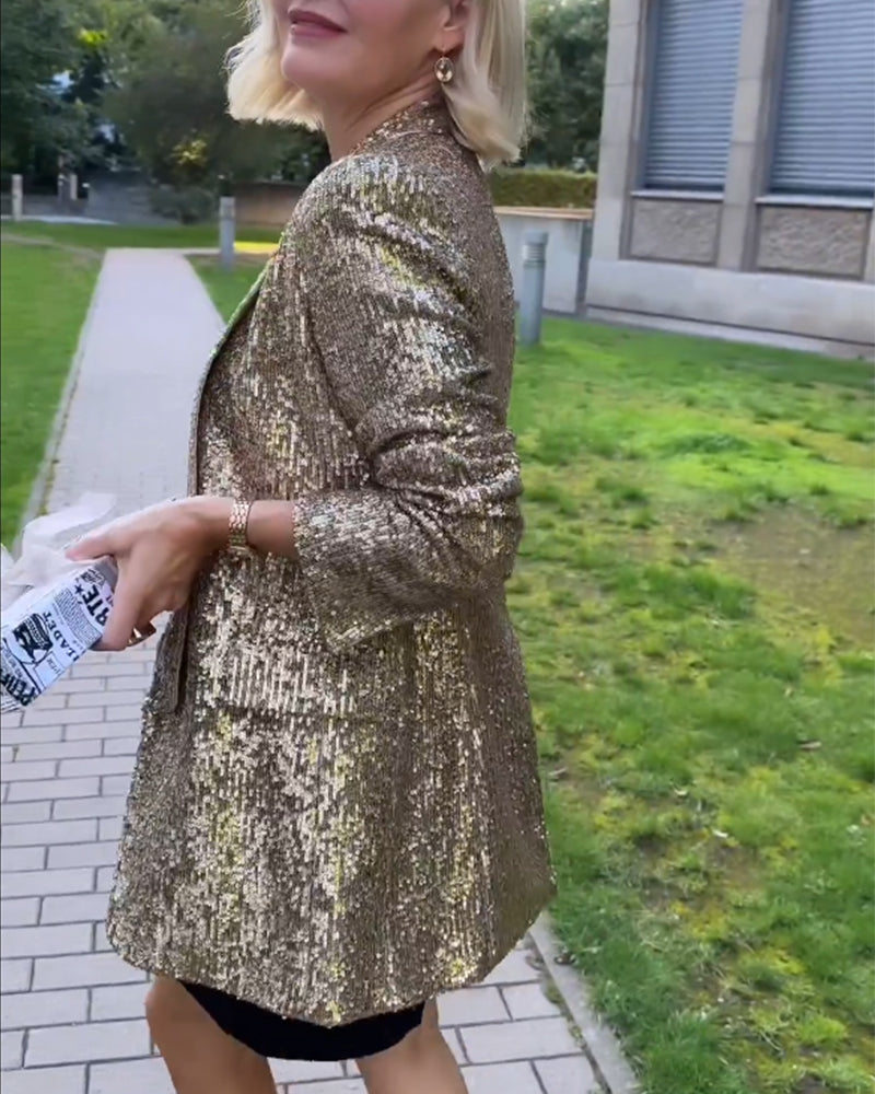 Emma | Chic Veste À Paillettes Femme Dorées 4