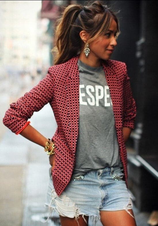 Emma | Élégante Blazer Femme À Carreaux Rouge 2