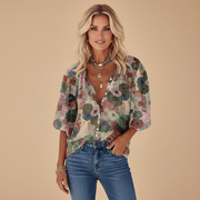 Emma | Élégante Blouse Fluide à Pétales 0