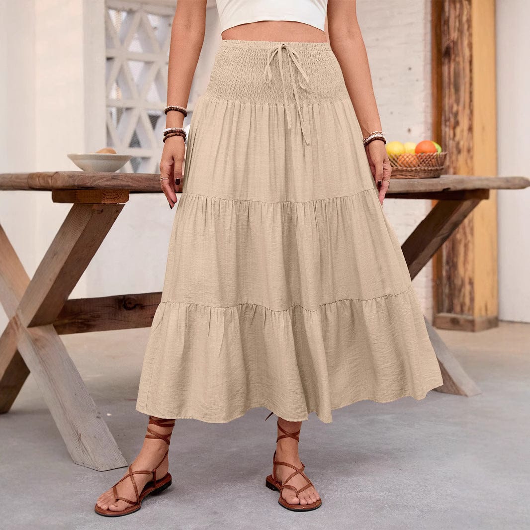 Emma | Élégante Jupe Midi Femme Kaki à Volants 2