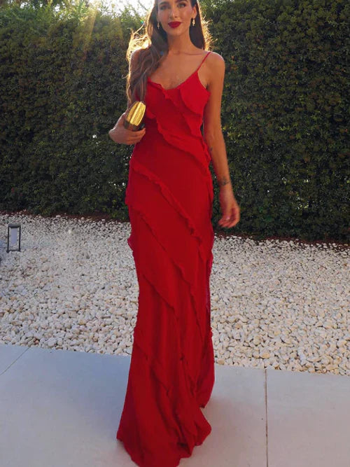 Emma | Élégante Robe Longue Femme à Volants pour Soirée 0