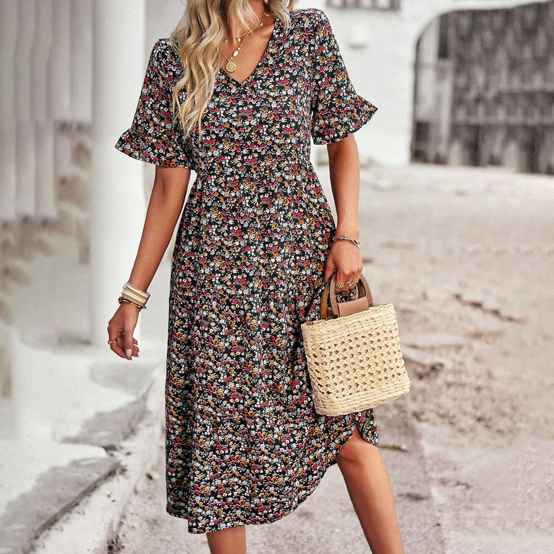 Été Chic | Robe d'Été Fleurie Femme en Tissu Léger | Élégance et Confort pour Toutes Occasions 1