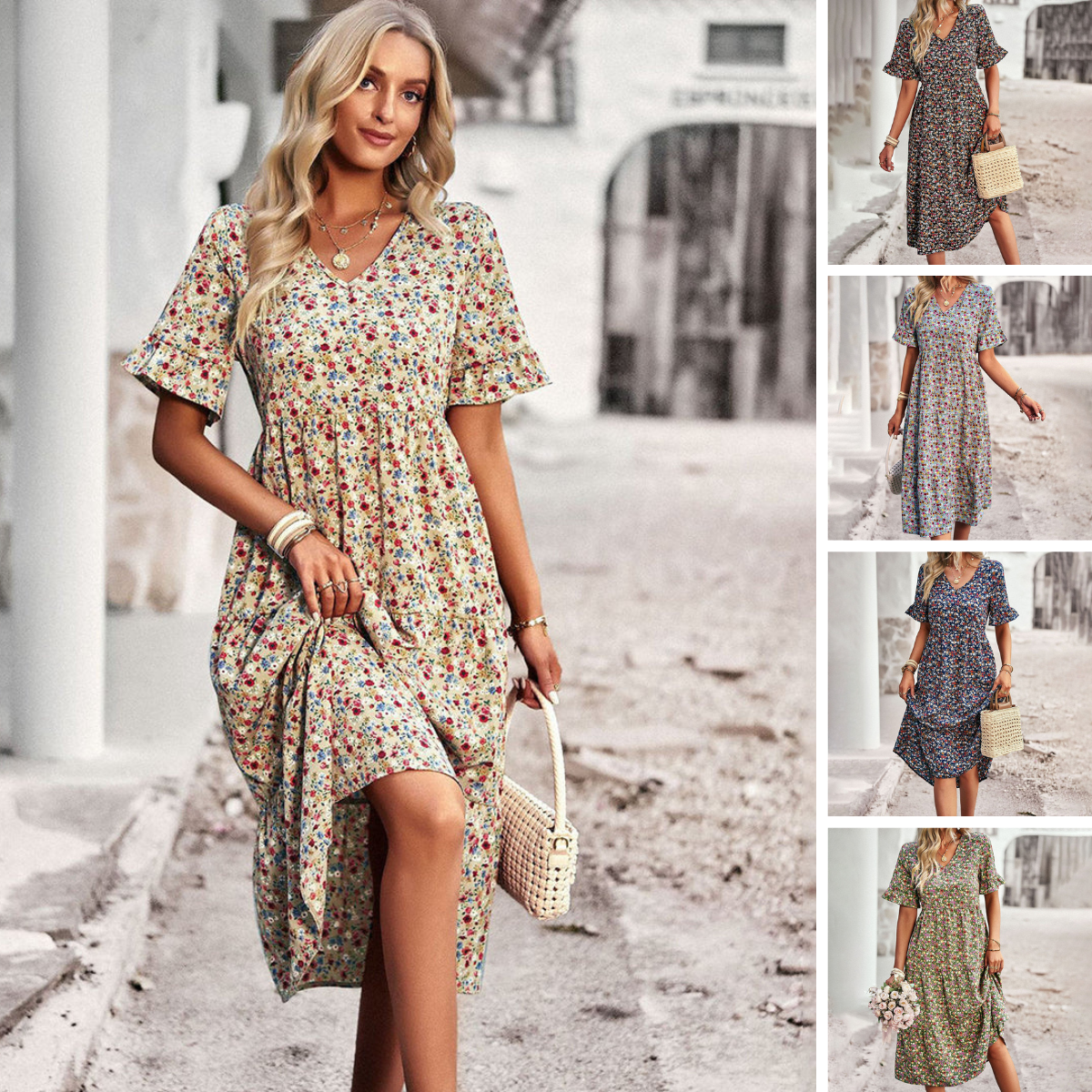 Été Chic | Robe d'Été Fleurie Femme en Tissu Léger | Élégance et Confort pour Toutes Occasions 5
