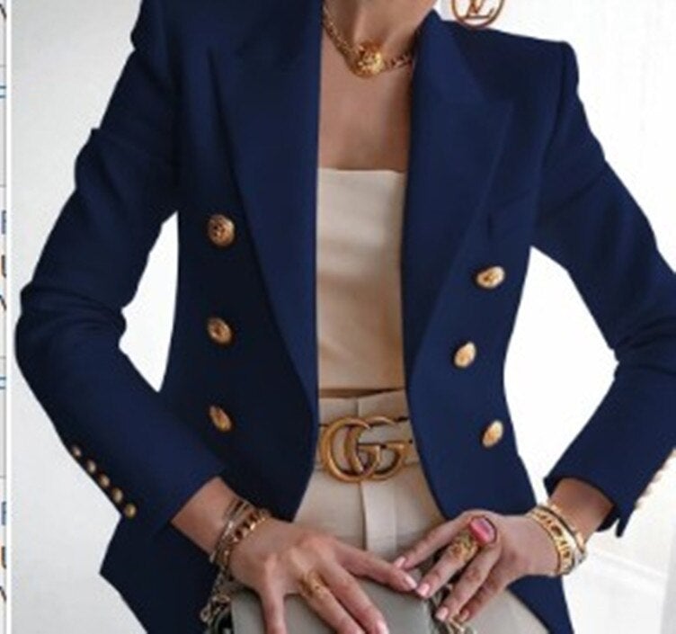 Ethan | Élégant Blazer Noir Femme Avec Détails Dorés 0