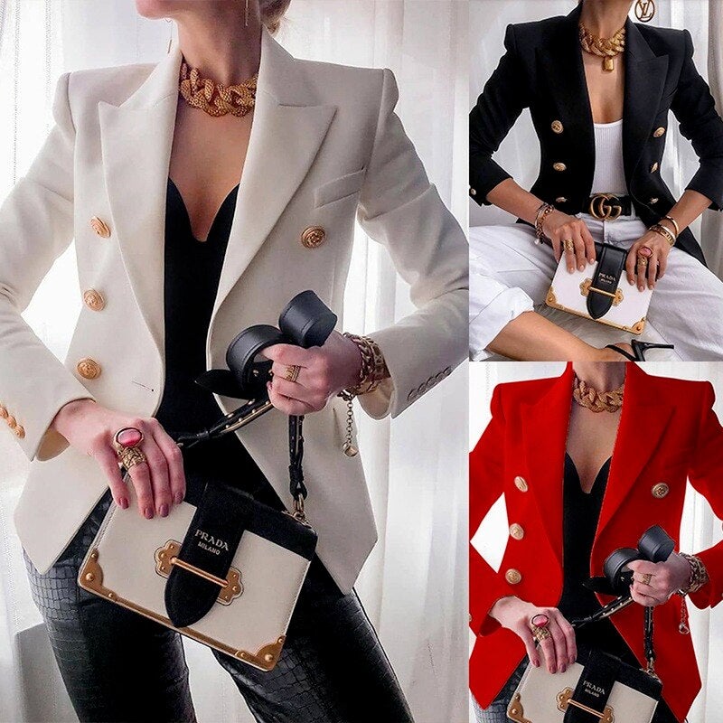 Ethan | Élégant Blazer Noir Femme Avec Détails Dorés 2
