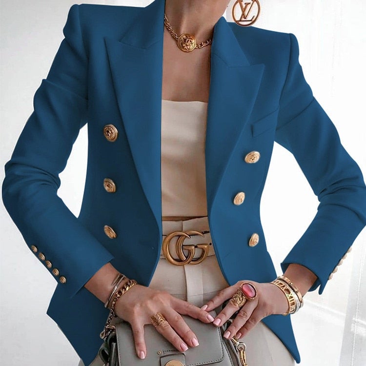 Ethan | Élégant Blazer Noir Femme Avec Détails Dorés 8