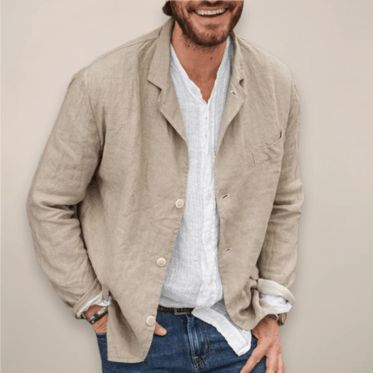Ethan | Élégante Veste Blazer Blanc Décontractée pour Homme 0