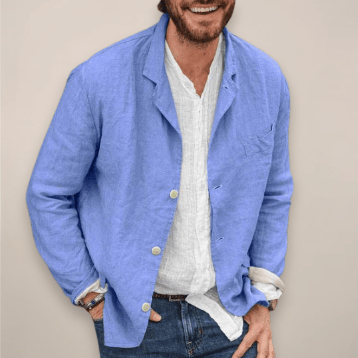 Ethan | Élégante Veste Blazer Blanc Décontractée pour Homme 2