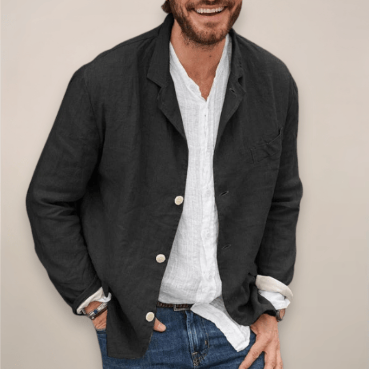 Ethan | Élégante Veste Blazer Blanc Décontractée pour Homme 3