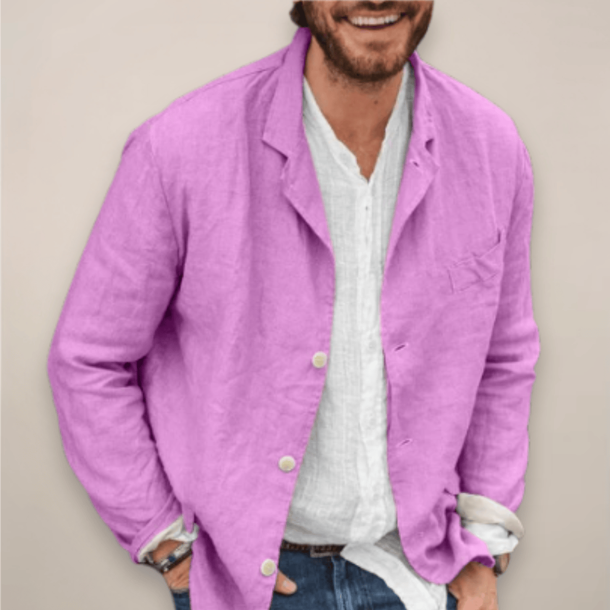 Ethan | Élégante Veste Blazer Blanc Décontractée pour Homme 5