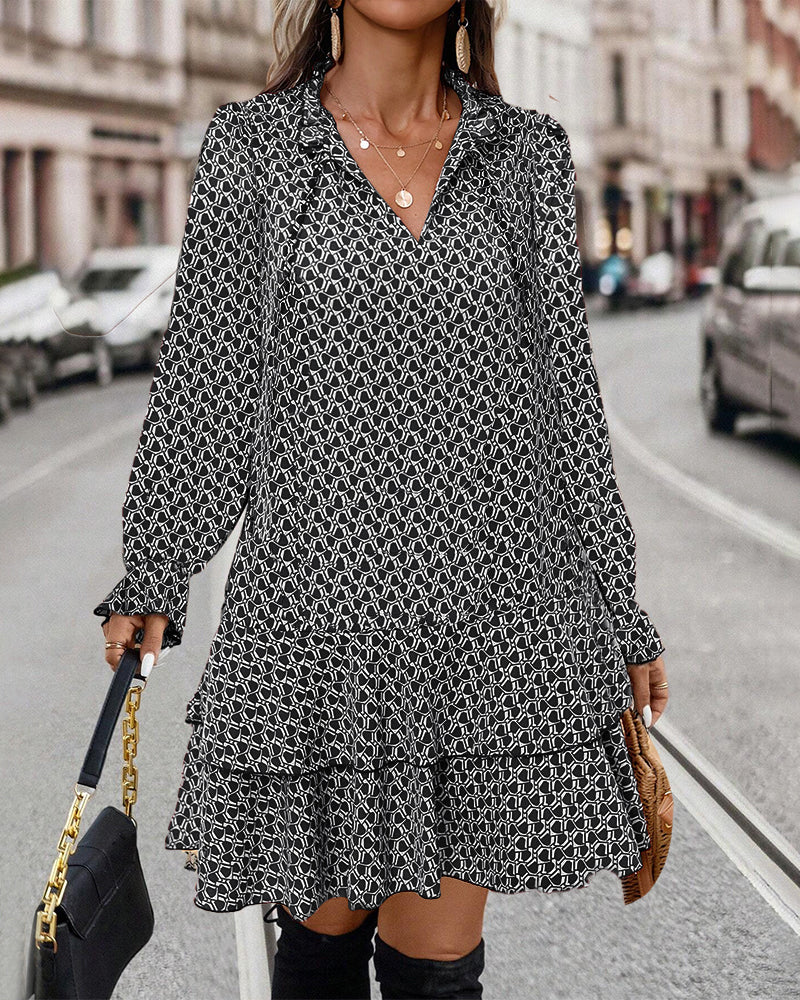 Félixie | Robe Femme Imprimée Longue à Manches et Motif Céleste | Élégante et Polyvalente pour Toutes Occasions 6