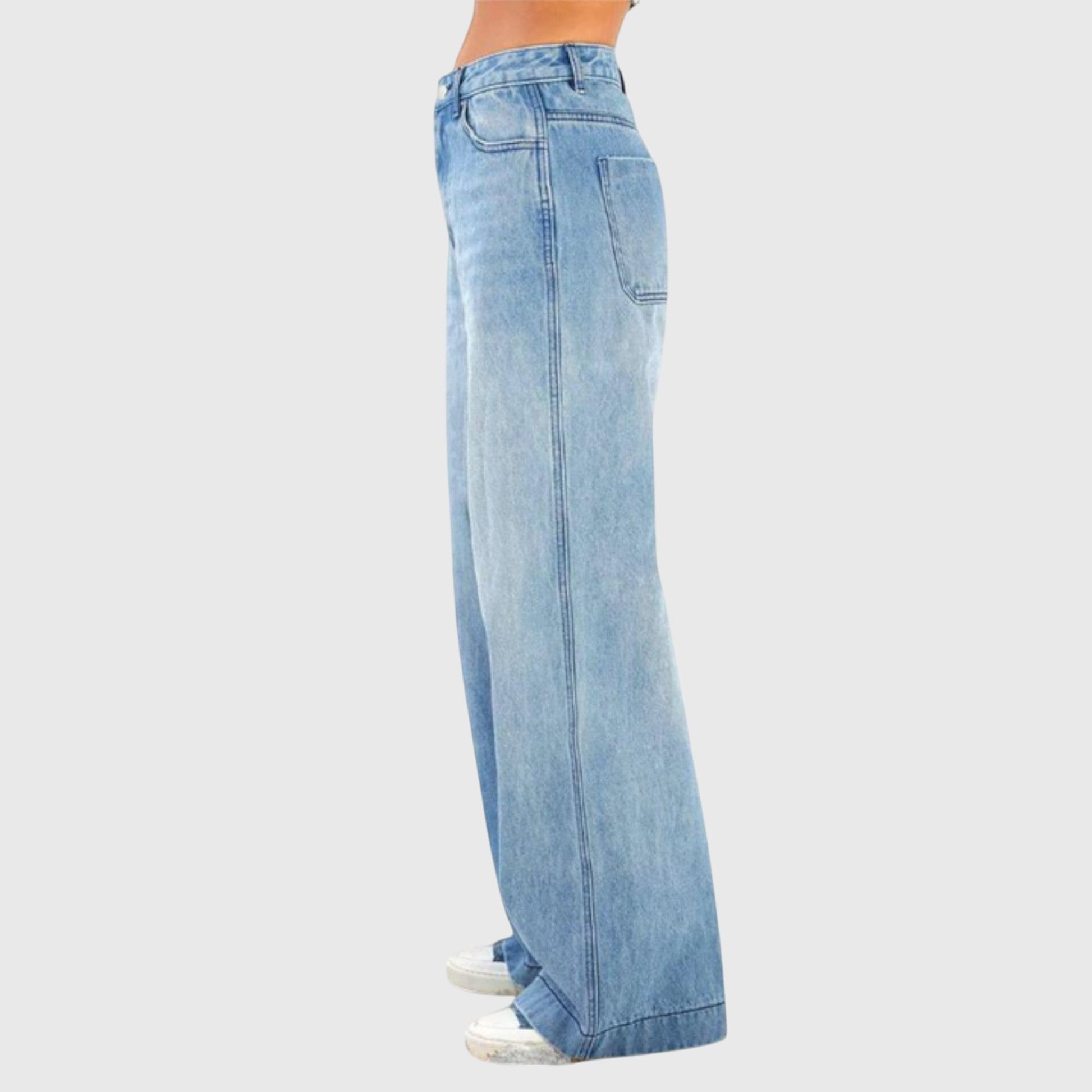 Jean Ample Délavé à Taille Haute avec Jambe Large | Confort Optimal et Style Décontracté 2