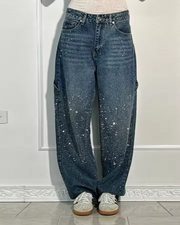 Jean Femme | Jean Carpentier en Denim avec Détails Scintillants | Confort et Style pour Toutes Occasions 0