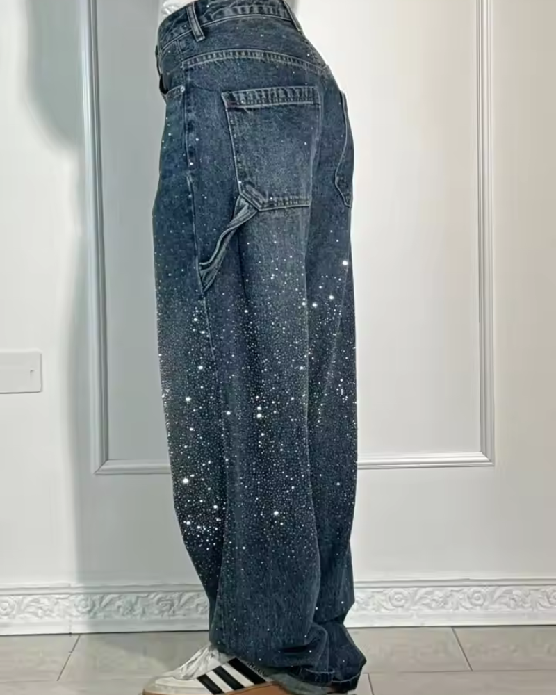 Jean Femme | Jean Carpentier en Denim avec Détails Scintillants | Confort et Style pour Toutes Occasions 1