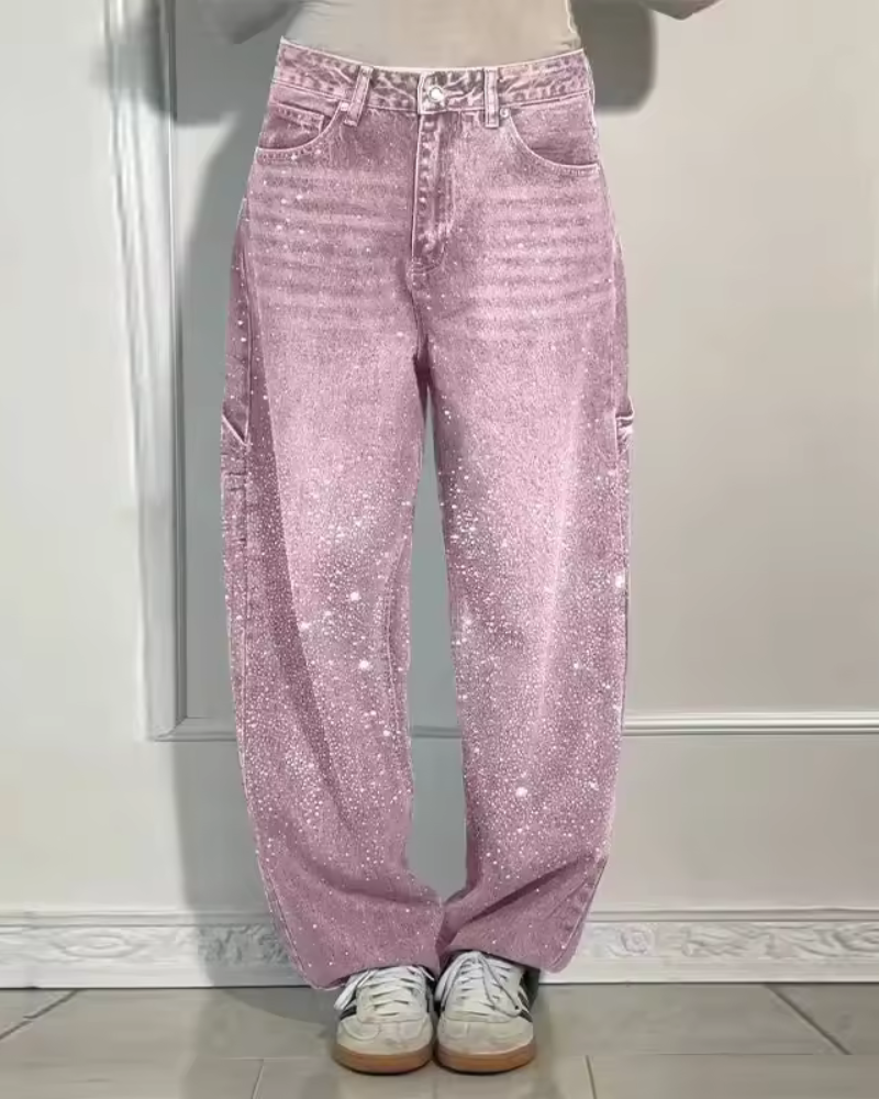 Jean Femme | Jean Carpentier en Denim avec Détails Scintillants | Confort et Style pour Toutes Occasions 2