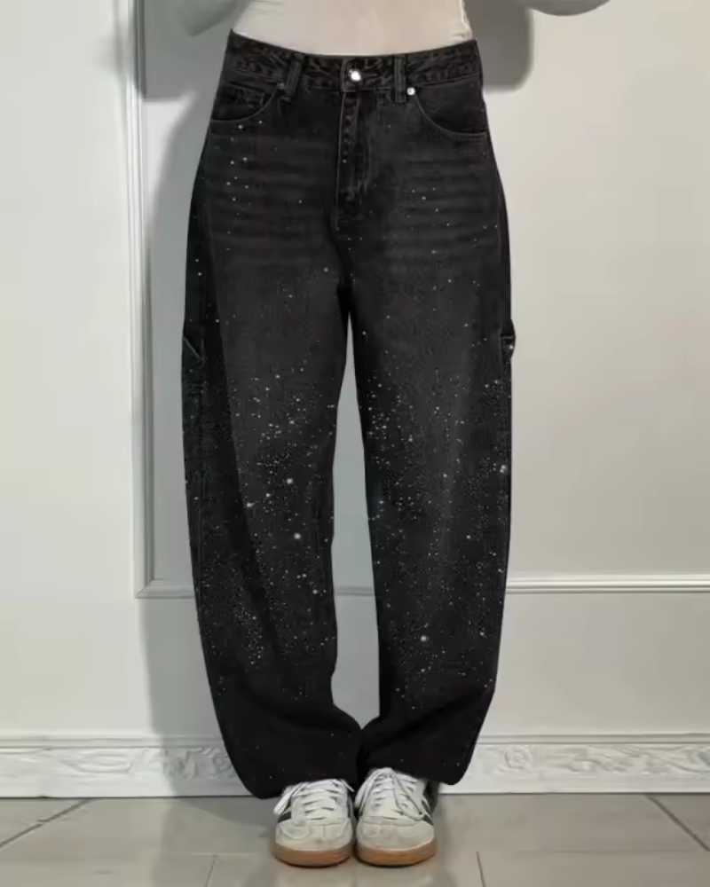 Jean Femme | Jean Carpentier en Denim avec Détails Scintillants | Confort et Style pour Toutes Occasions 3