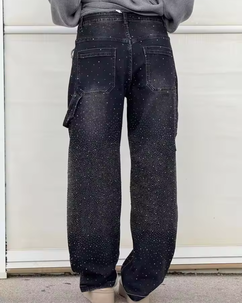 Jean Femme | Jean Carpentier en Denim avec Détails Scintillants | Confort et Style pour Toutes Occasions 5