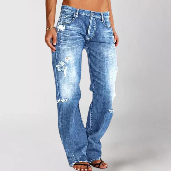 Jean Large Femme en Poly-Denim avec Taille Basse - Confort Optimal et Liberté de Mouvement 0