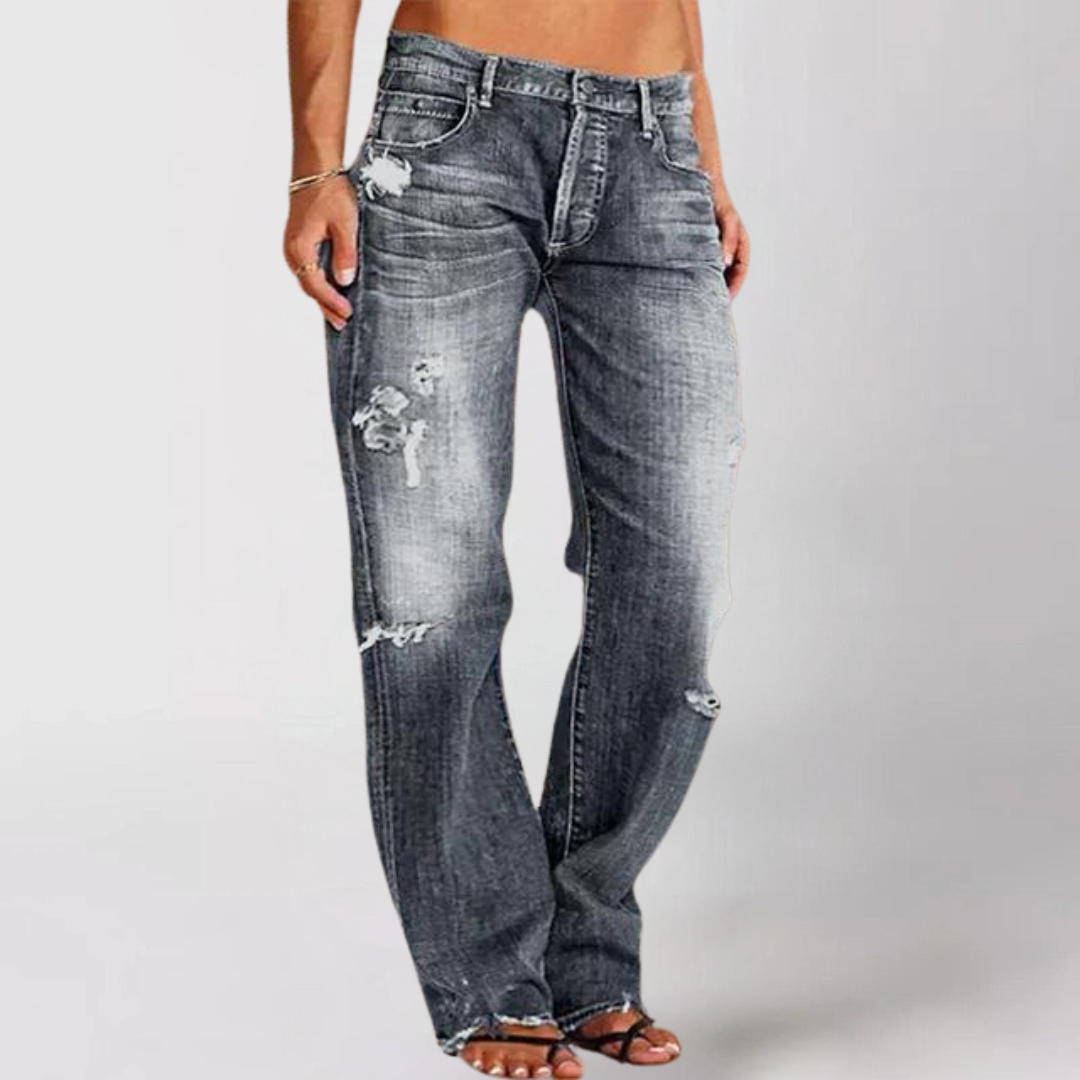 Jean Large Femme en Poly-Denim avec Taille Basse - Confort Optimal et Liberté de Mouvement 3