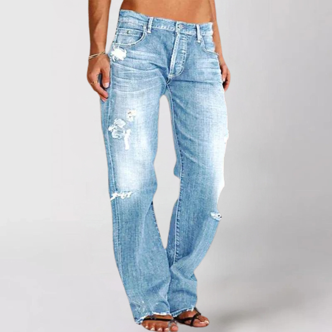 Jean Large Femme en Poly-Denim avec Taille Basse - Confort Optimal et Liberté de Mouvement 4