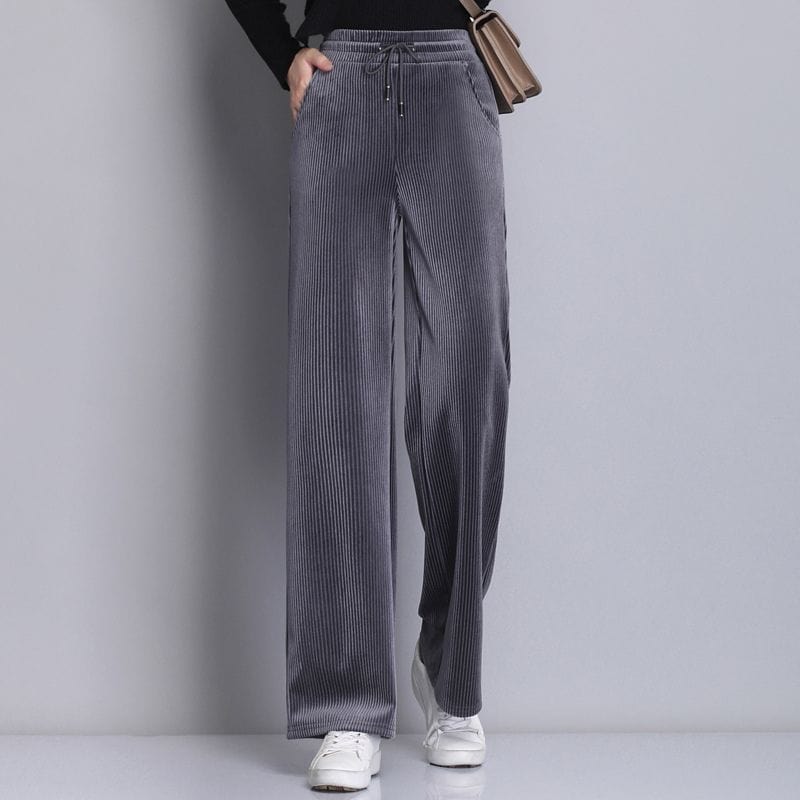 Pantalon velours gris femme hotsell