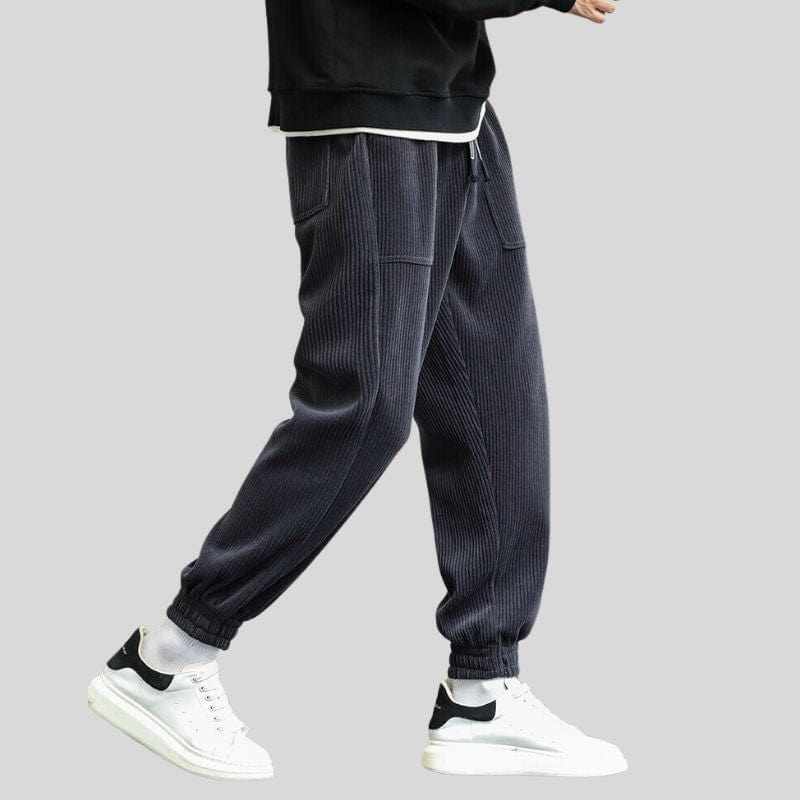 Pantalon de jogging velours côtelé gris clair garçon