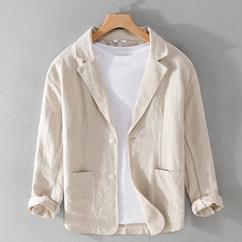 Julien | Blazer Décontracté Beige en Lin Mélangé 0