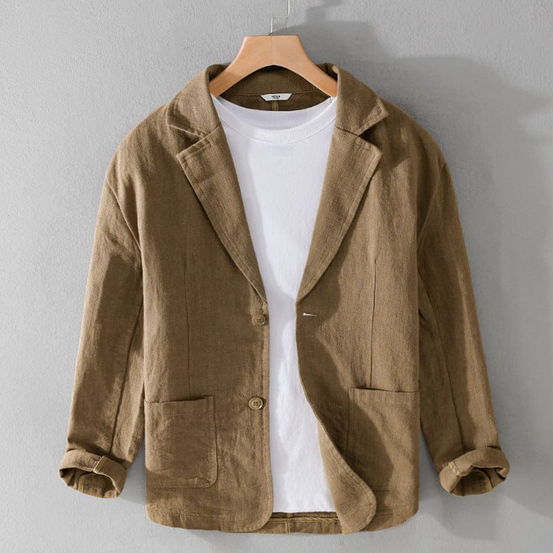 Julien | Blazer Décontracté Beige en Lin Mélangé 1