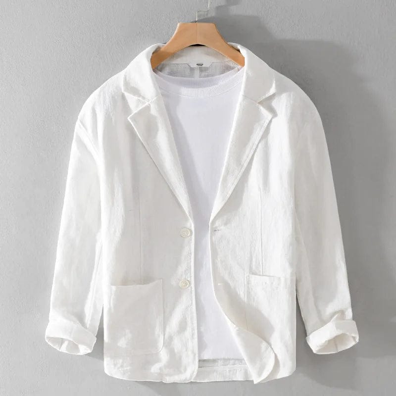 Julien | Blazer Décontracté Beige en Lin Mélangé 2