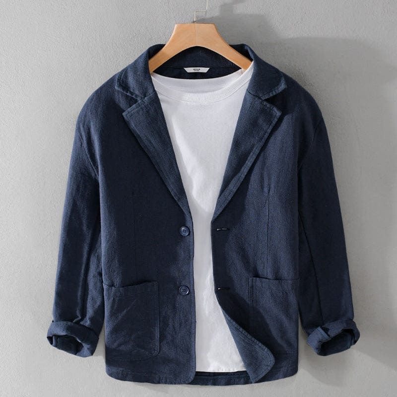 Julien | Blazer Décontracté Beige en Lin Mélangé 5