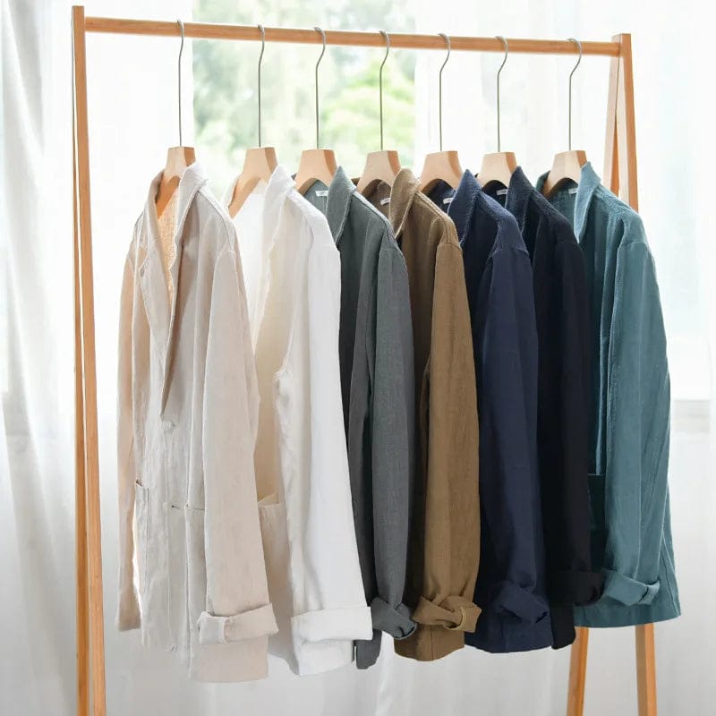Julien | Blazer Décontracté Beige en Lin Mélangé 7