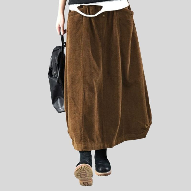 Jupe-Longue-Velours-Cotelé