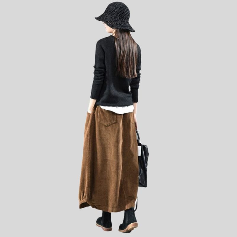Jupe-Longue-Velours-Cotelé