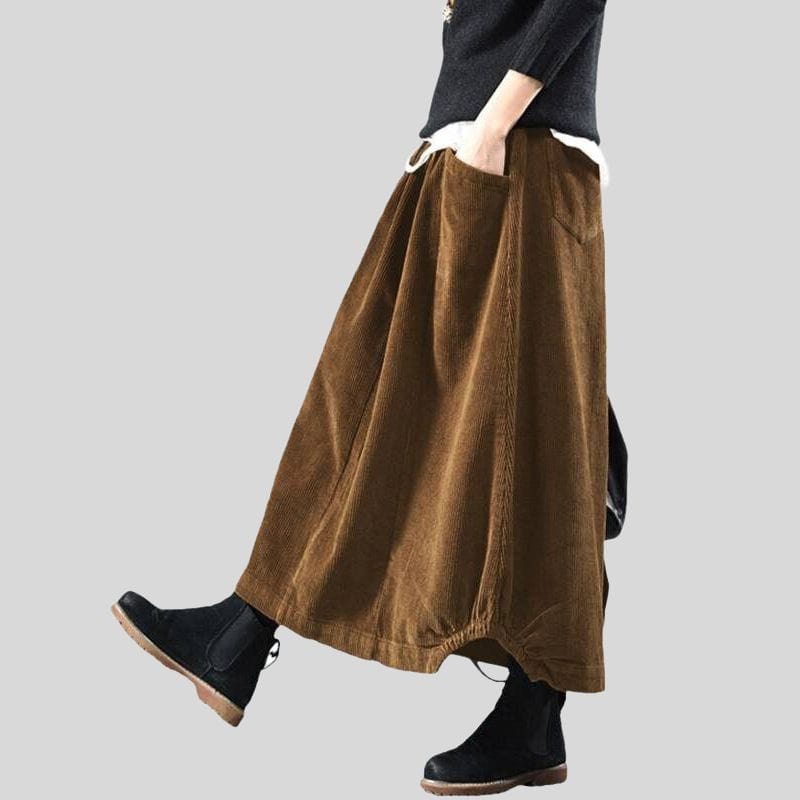 Jupe-Longue-Velours-Cotelé