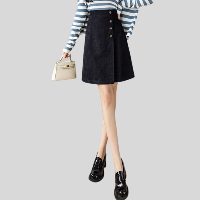 Jupe-Velour-Cotelé-Noir