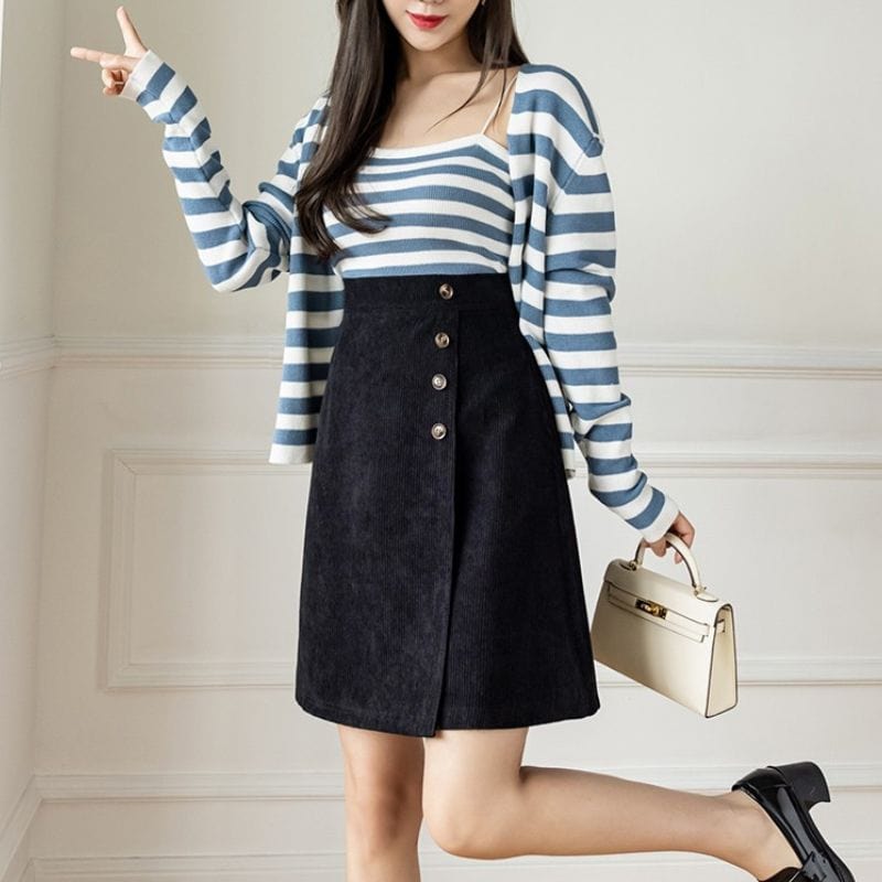 Jupe-Velour-Cotelé-Noir