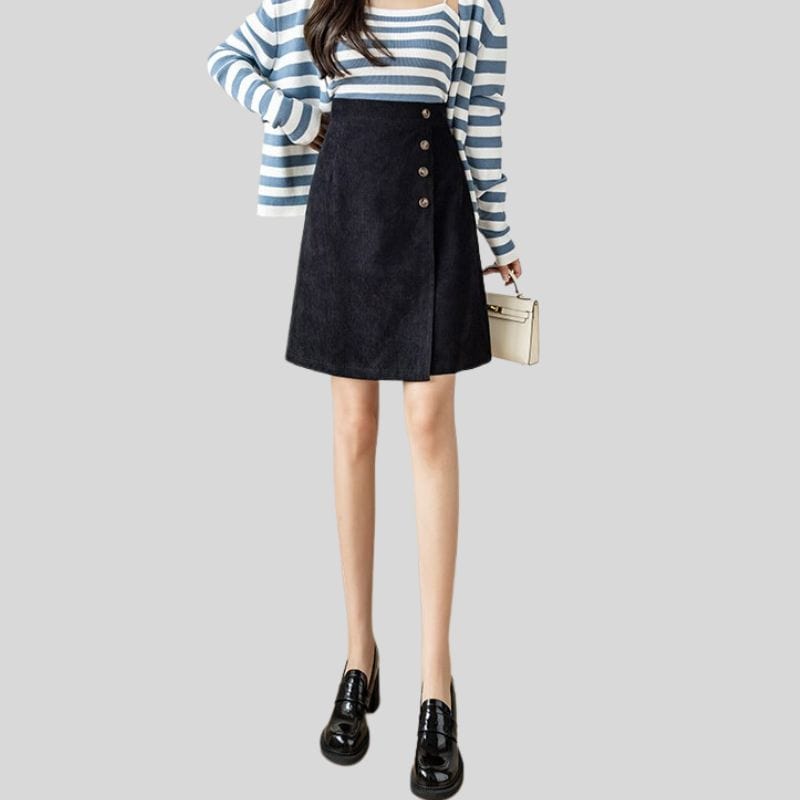 Jupe-Velour-Cotelé-Noir