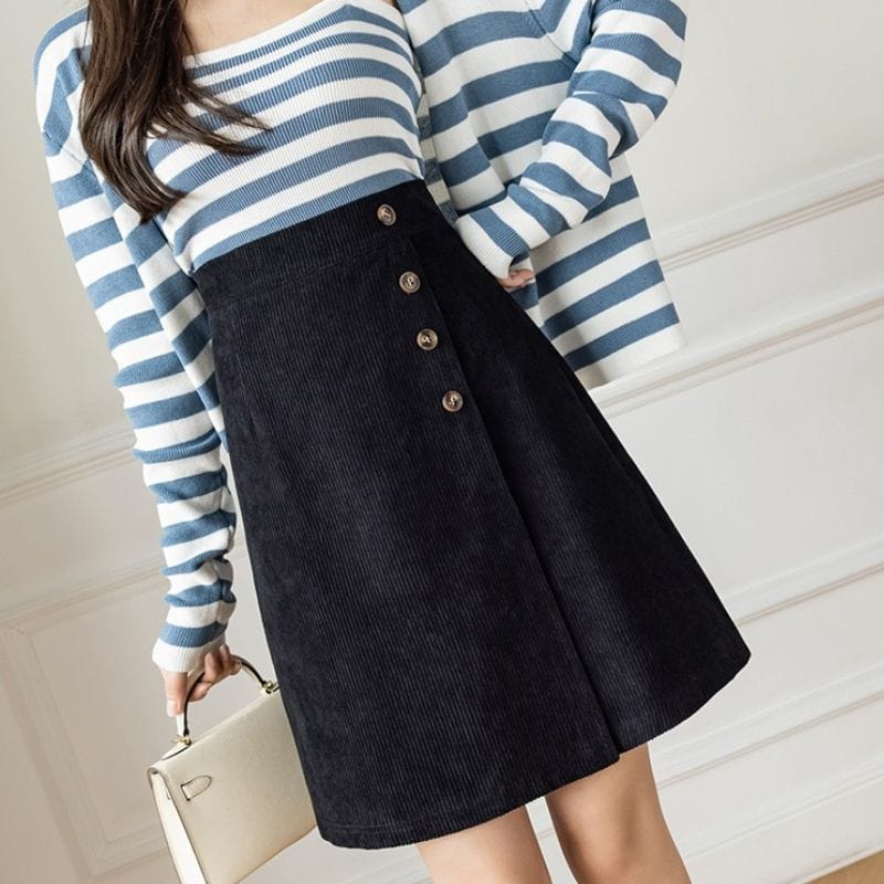 Jupe-Velour-Cotelé-Noir