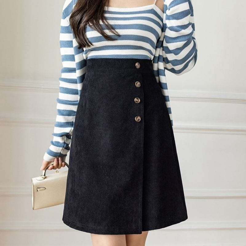 Jupe-Velour-Cotelé-Noir