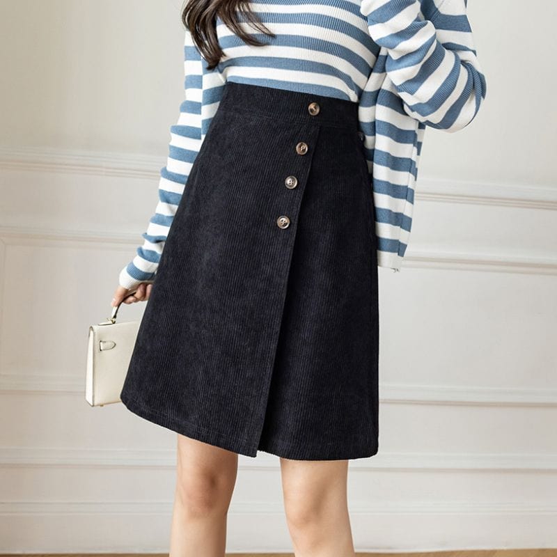 Jupe-Velour-Cotelé-Noir