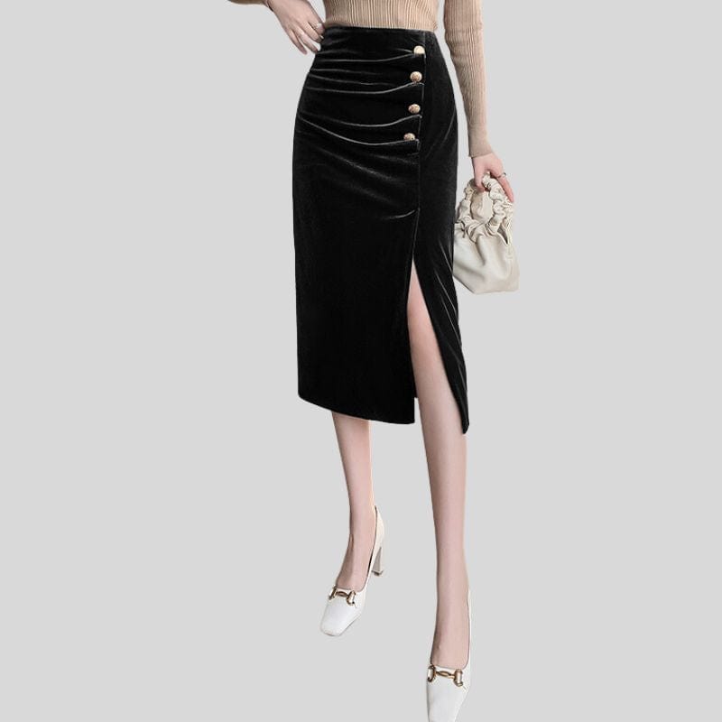 Jupe-Velour-Longue