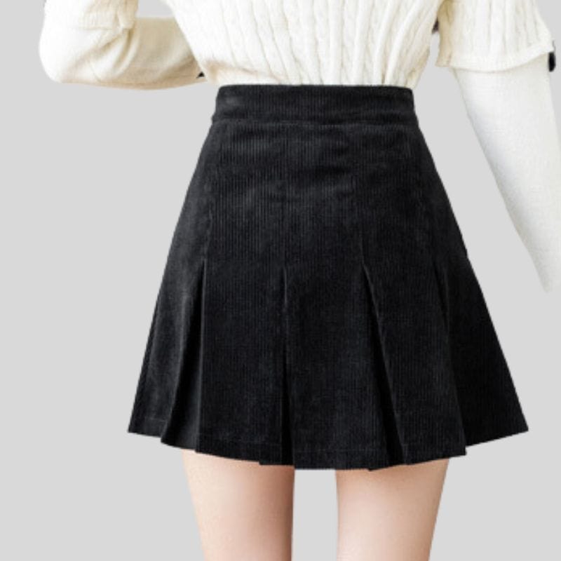 Jupe-Velour-Noir-Femme