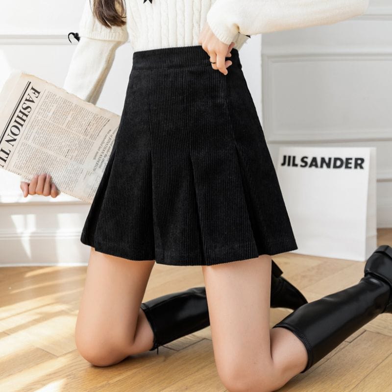 Jupe-Velour-Noir-Femme