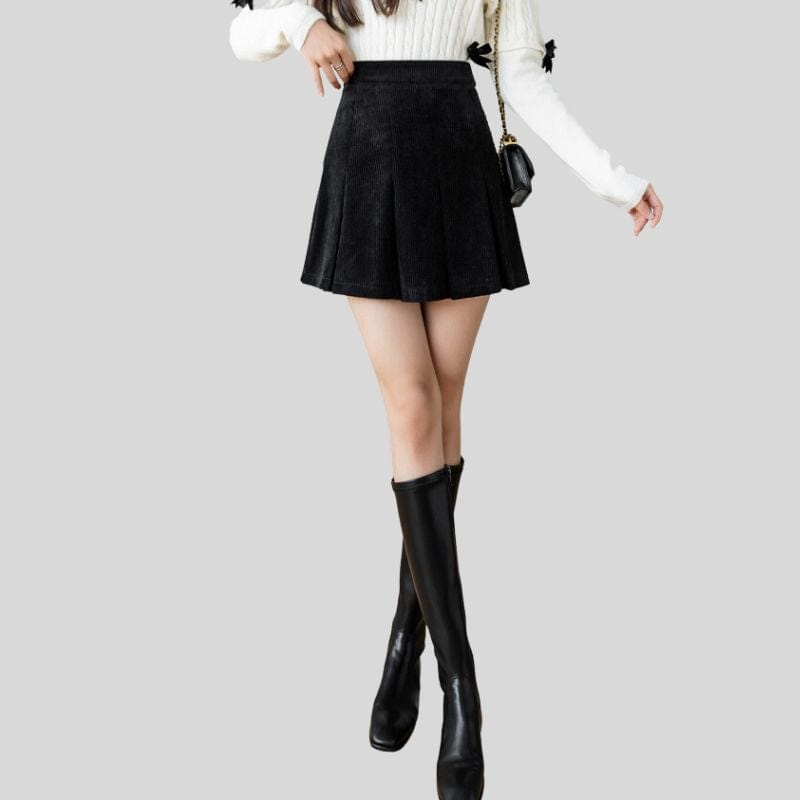 Jupe-Velour-Noir-Femme