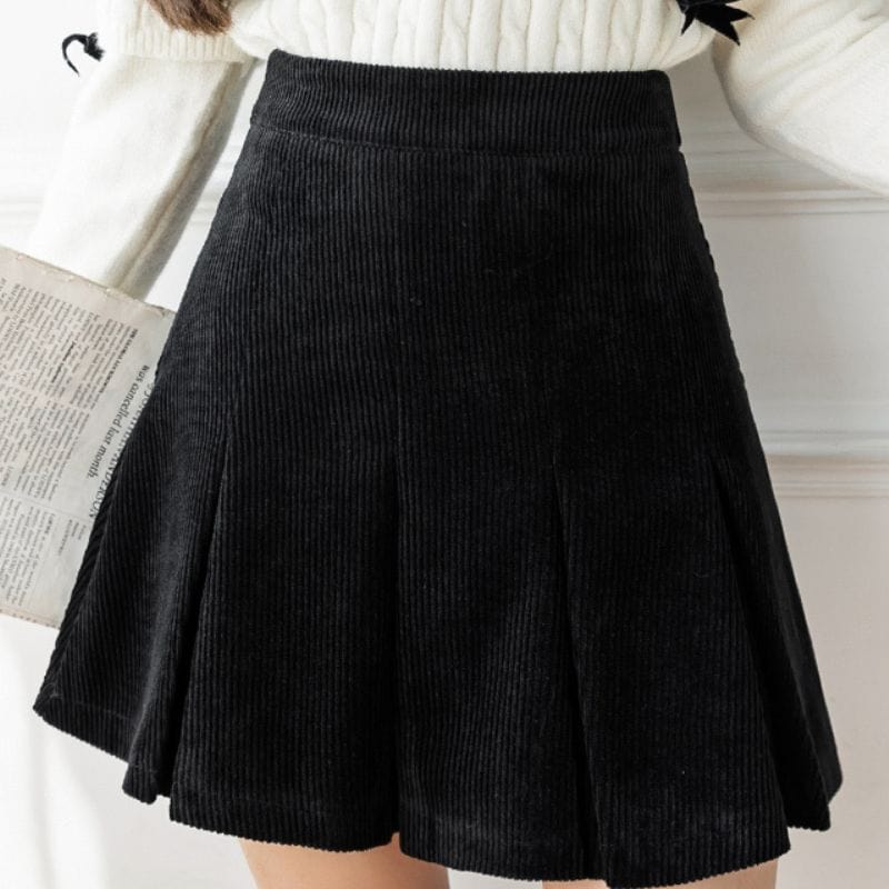 Jupe-Velour-Noir-Femme