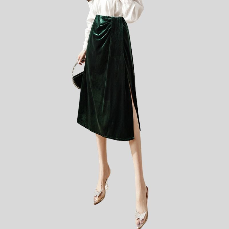 Jupe-Velour-Vert