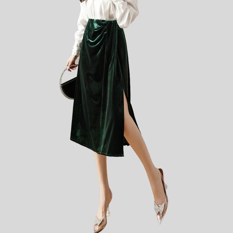 Jupe-Velour-Vert