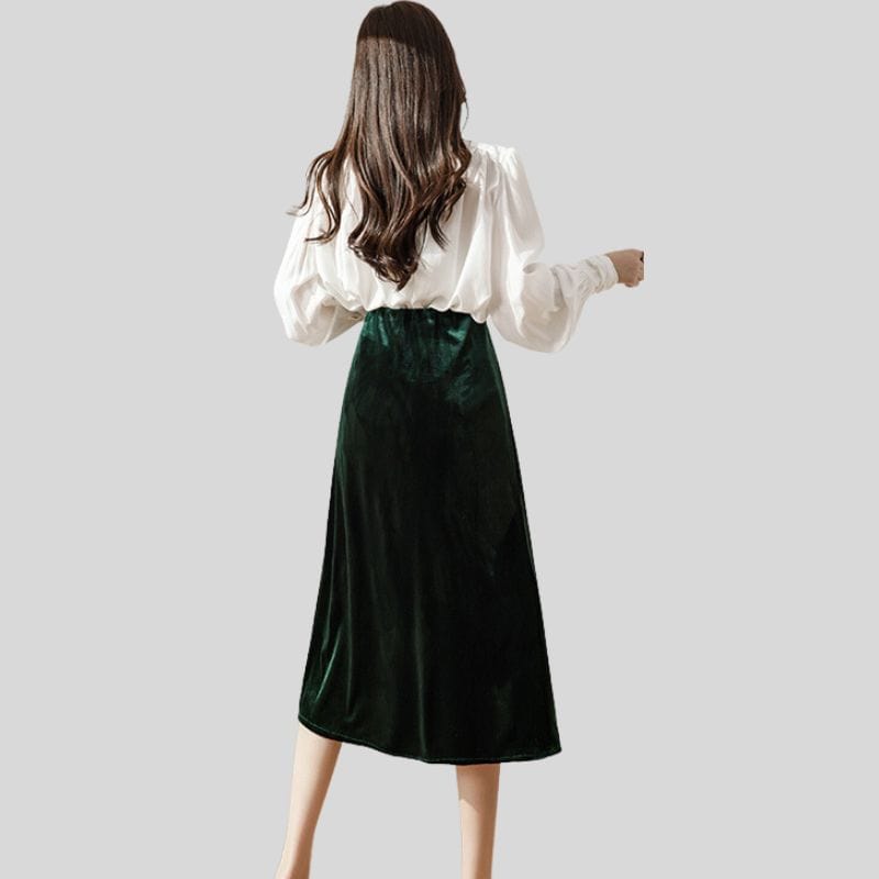 Jupe-Velour-Vert