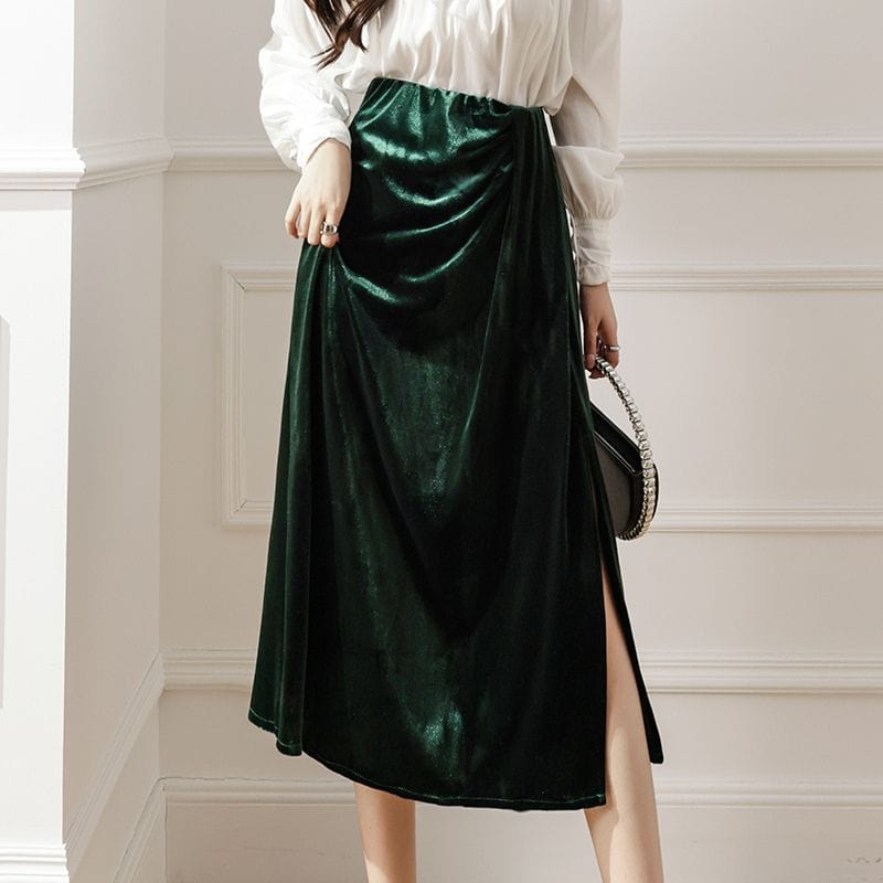 Jupe-Velour-Vert