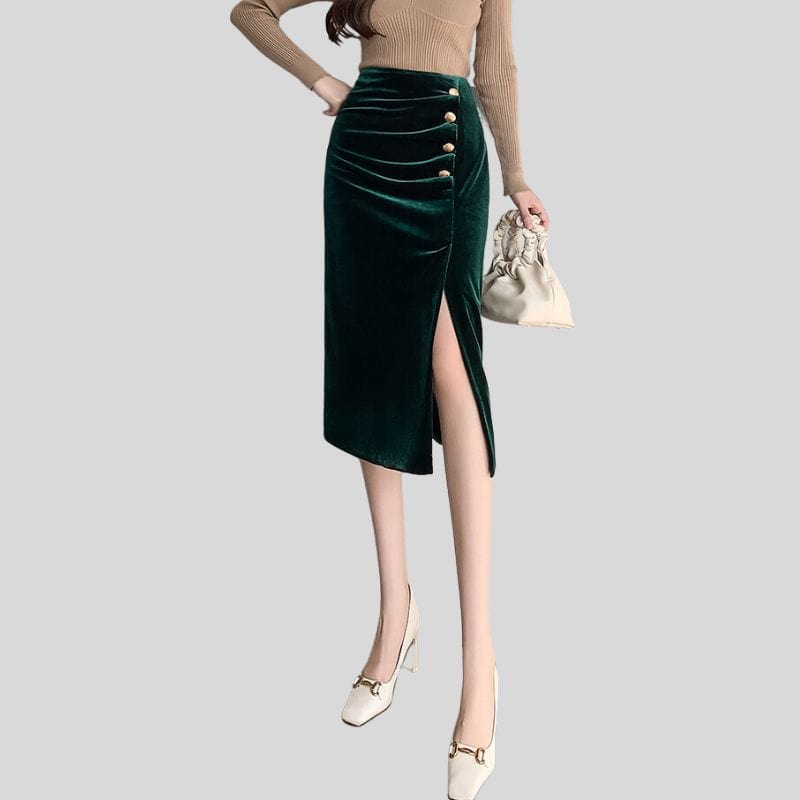 Jupe-Velour-Verte